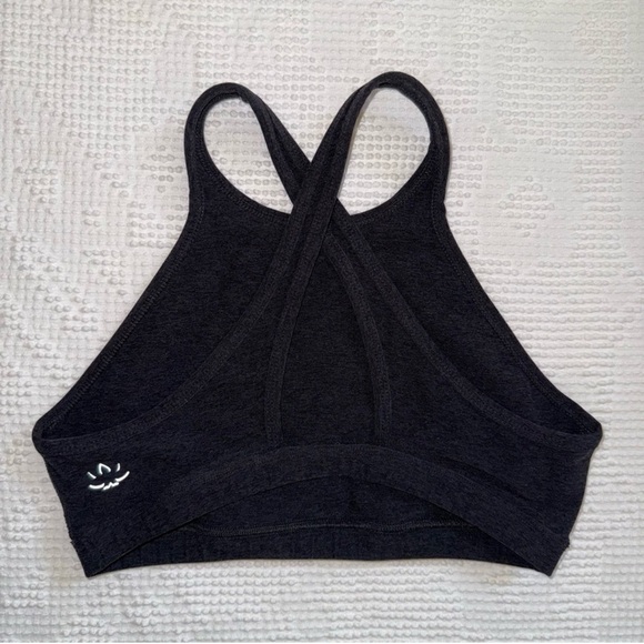 Beyond Yoga Spacedye Studio Bra Black Heather High Neck S - Picture 4 of 8